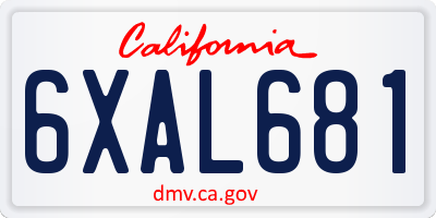 CA license plate 6XAL681