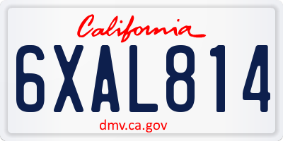 CA license plate 6XAL814