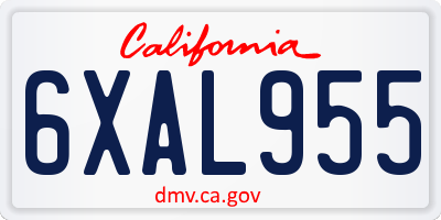 CA license plate 6XAL955