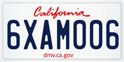 CA license plate 6XAM006