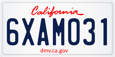 CA license plate 6XAM031