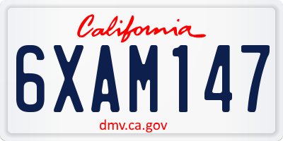 CA license plate 6XAM147