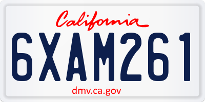 CA license plate 6XAM261