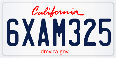 CA license plate 6XAM325