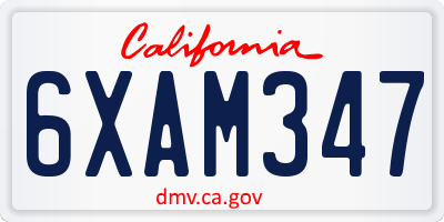 CA license plate 6XAM347