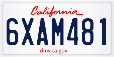 CA license plate 6XAM481