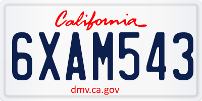 CA license plate 6XAM543