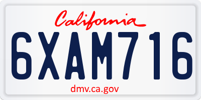 CA license plate 6XAM716