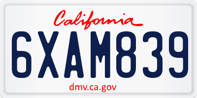 CA license plate 6XAM839