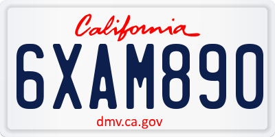 CA license plate 6XAM890