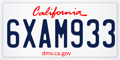CA license plate 6XAM933