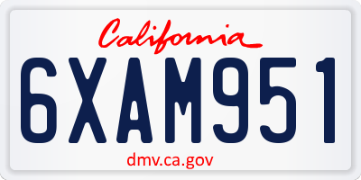 CA license plate 6XAM951
