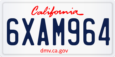 CA license plate 6XAM964