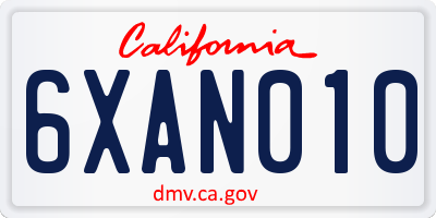 CA license plate 6XAN010