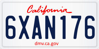 CA license plate 6XAN176