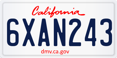 CA license plate 6XAN243