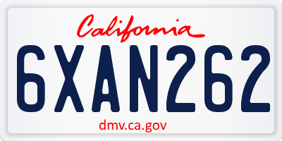 CA license plate 6XAN262