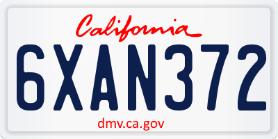 CA license plate 6XAN372
