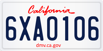 CA license plate 6XAO106