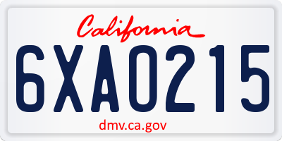 CA license plate 6XAO215