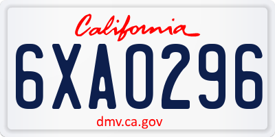 CA license plate 6XAO296