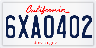CA license plate 6XAO402