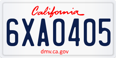 CA license plate 6XAO405