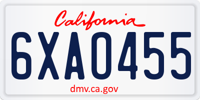 CA license plate 6XAO455