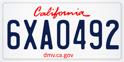CA license plate 6XAO492