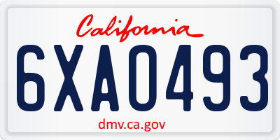 CA license plate 6XAO493