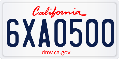 CA license plate 6XAO500