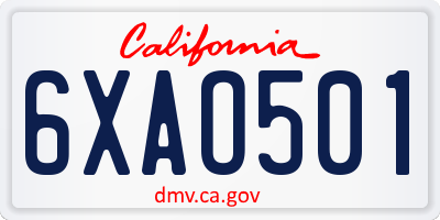 CA license plate 6XAO501
