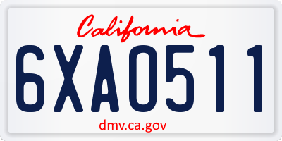 CA license plate 6XAO511