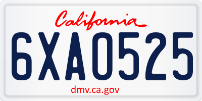 CA license plate 6XAO525