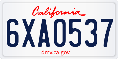 CA license plate 6XAO537