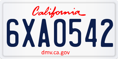 CA license plate 6XAO542