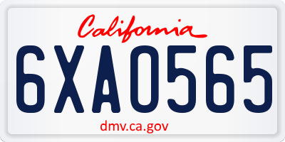 CA license plate 6XAO565