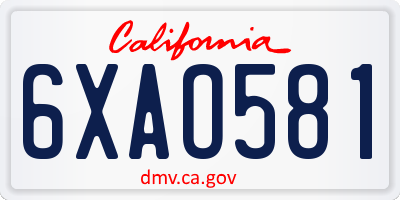 CA license plate 6XAO581