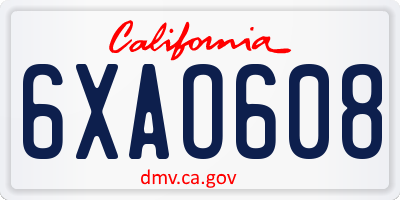 CA license plate 6XAO608