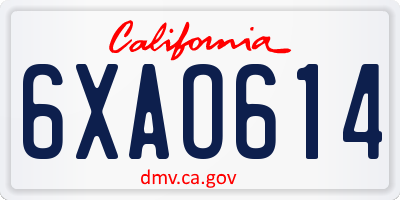 CA license plate 6XAO614