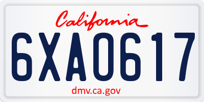 CA license plate 6XAO617