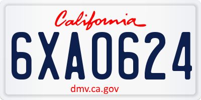 CA license plate 6XAO624