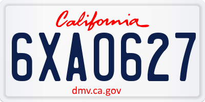 CA license plate 6XAO627