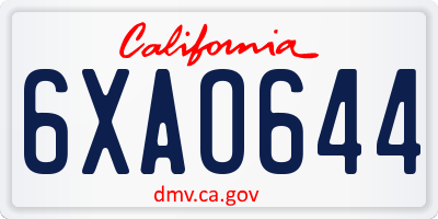 CA license plate 6XAO644