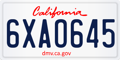 CA license plate 6XAO645
