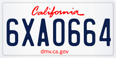 CA license plate 6XAO664