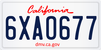 CA license plate 6XAO677