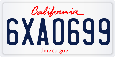 CA license plate 6XAO699