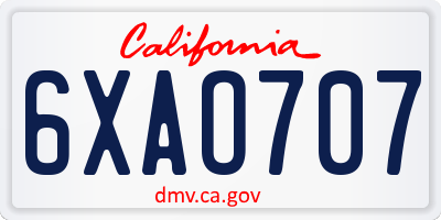 CA license plate 6XAO707
