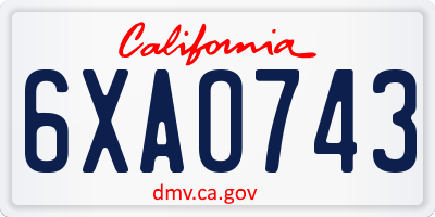 CA license plate 6XAO743